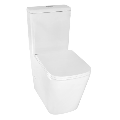 картинка Унитаз-компакт Azario Quadro 340х605х810 напольный, безободковый, с быстросъемным сиденьем микролифт, дюропласт (AZ-2175-1) от магазина Сантехстрой