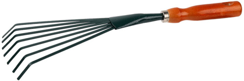 картинка Грабельки GRINDA веерные с плоскими зубцами, из углеродистой стали с деревянной ручкой, 390 мм от магазина Сантехстрой