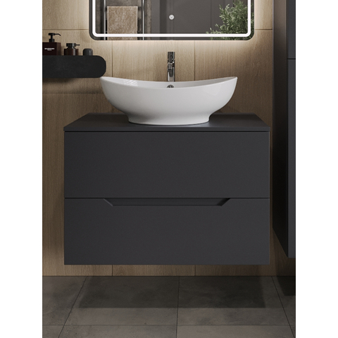 картинка Тумба с раковиной подвесная Orange Line Li-80TugMDF+B08-585W 80 см, графит/белый от магазина Сантехстрой