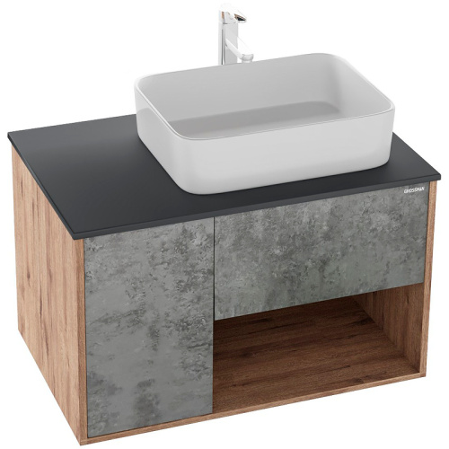 картинка Тумба под раковину Grossman Бруно 80 108008 подвесная Веллингтон Бетон от магазина Сантехстрой