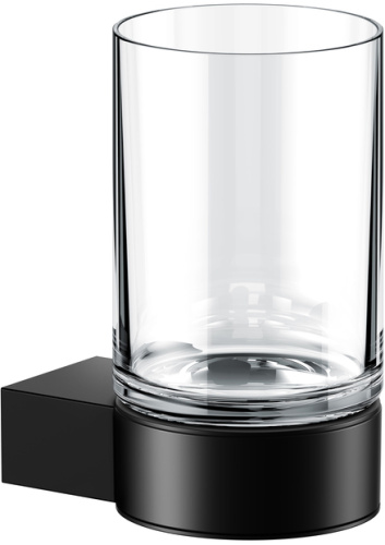 картинка 14950379000 PLAN Держатель стакана, в комплекте с хрустальным стаканом, чёрный матовый от магазина Сантехстрой