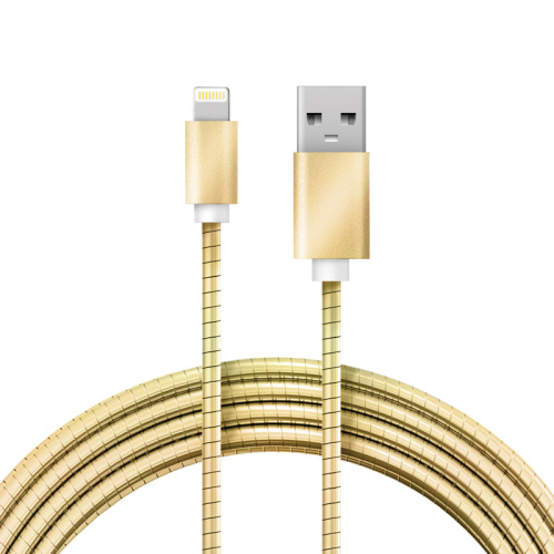 картинка Кабель USB-A – Lightning для Apple, 2,4А, 1м, в золотой металлической оплетке REXANT от магазина Сантехстрой