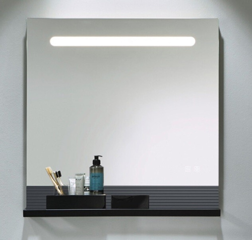 картинка Зеркало, Burg, Fiumo, прямоугольное, шгв 800*150*817, с подсветкой, с рейлингом для акессуаров, цвет-черный/Graphit Softmatt F3958 от магазина Сантехстрой