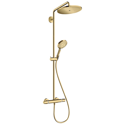 картинка HANSGROHE CROMA SELECT S Душевая система Showerpipe с термостатическим смесителем, верхний душ Ø180 мм., ручной душ и шланг 1600 мм, цвет полир золото от магазина Сантехстрой