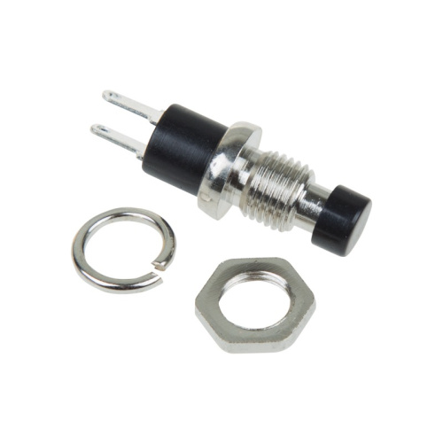 картинка Выключатель-кнопка металл 220V 2А (2с) OFF-(ON) Ø7.2 черная Micro (RWD-301, PBS-10B) REXANT от магазина Сантехстрой