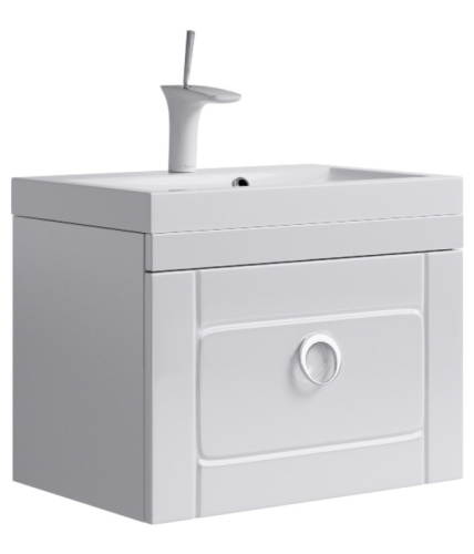 картинка Тумба с раковиной "Империя" подвесная с ящиком, цвет белый Inf.01.06/001, ТМ «AQWELLA» от магазина Сантехстрой