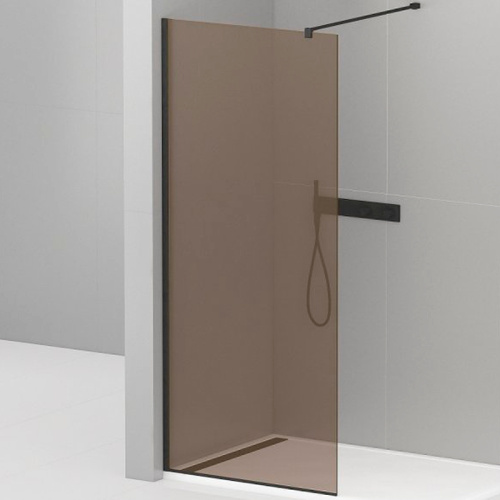 картинка Душевая перегородка Cezares Liberta 110 LIBERTA-L-1-110-120-BR-NERO профиль Черный матовый стекло бронзовое от магазина Сантехстрой