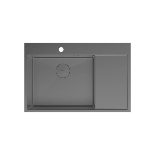 картинка Кухонная мойка Lemark KEZADRA 780L прямоугольная с крылом из нержавеющей стали (чаша СЛЕВА) цвет: графит (9936151) от магазина Сантехстрой