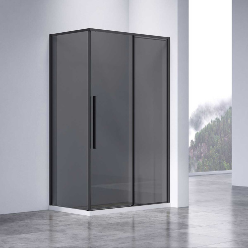 картинка Душевой уголок Slim-N VSR-4SN9011CGB, 1100*900, черный, стекло тонированное от магазина Сантехстрой