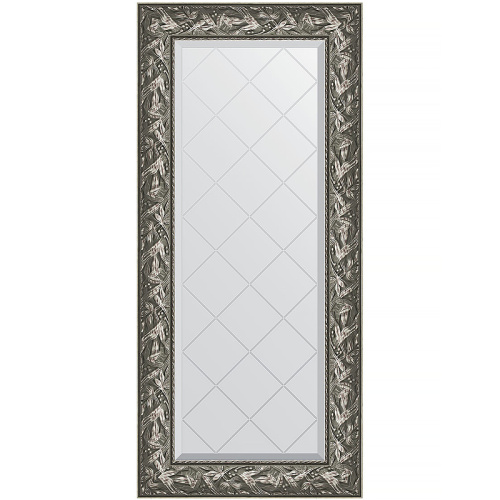 картинка Зеркало Evoform Exclusive-G 128х59 BY 4071 с гравировкой в багетной раме - Византия серебро 99 мм от магазина Сантехстрой