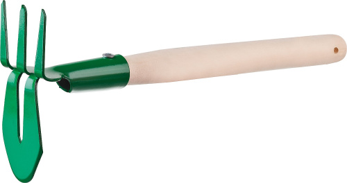 картинка Мотыга-рыхлитель, РОСТОК 39625, с деревянной ручкой, ″лепесток+3 зуба″ прямая, 155x70x425мм от магазина Сантехстрой