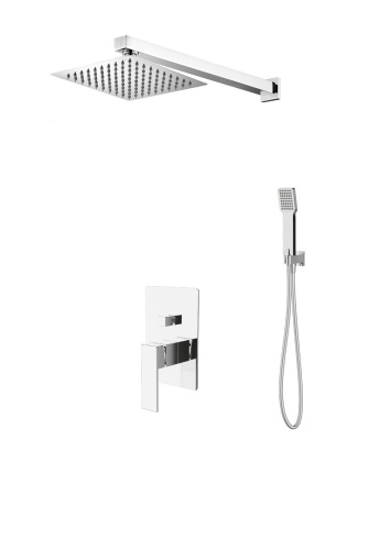 картинка ROMANO Душевой набор (Встр.смеситель для душа с переключ.на два выхода, верхн.душ 25см, ручной душ со шлангом, штуцером и держат.) хром, ROM-DSET-CRM от магазина Сантехстрой