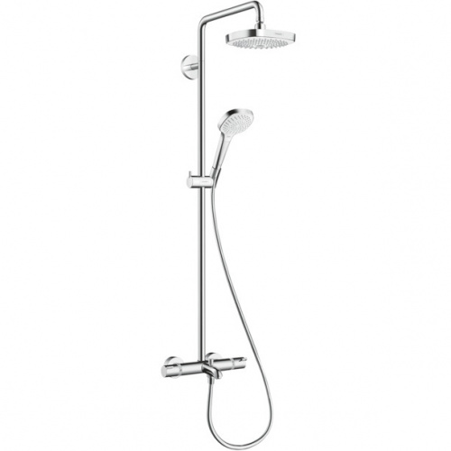картинка HG Croma Select S Душевая система Showerpipe: верх.душ 180 2jet, ручн.душ, шланг, термостат для ванны, излив 186мм, цвет: белый/хром от магазина Сантехстрой
