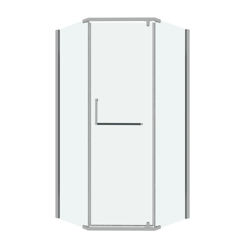 картинка Душ.ограждение 302.K33.03.9090.10.00 Pragma (90*90*195) трапеция,распашная,хром,стекло прозрачн,1ме от магазина Сантехстрой