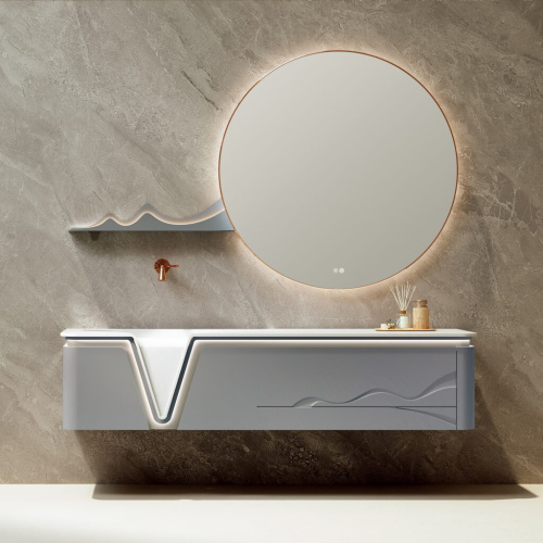 картинка Комплект мебели B&W V-2400 основной шкаф Hettich Actro, Corian, зеркало LED, Anti-fog (1800x550x550) от магазина Сантехстрой