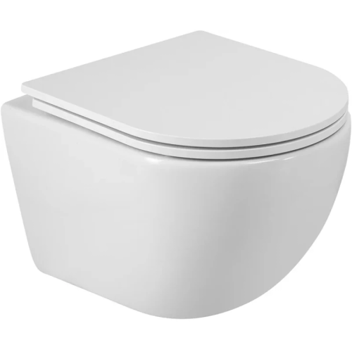 картинка Унитаз подвесной Cezares Relax CZR-38088-49-TH-TOR/SC безободковый, торнадо, с сиденьем микролифт, белый от магазина Сантехстрой