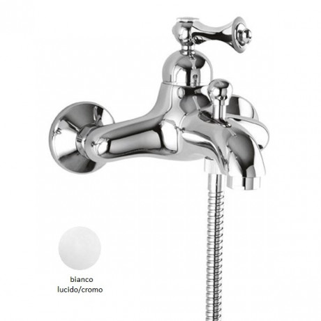 изображение смеситель для ванны bianco lucido/cromo, ручка bianco lucido/cromo cezares margot margot-vm-blc