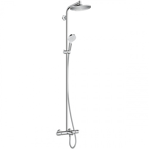 картинка HG Crometta Showerpipe S 240 SHP: термостат для ванны + стойка с верхним душем 240мм + ручной душ со шлангом 160мм, цвет хром (Спеццена по акции!) от магазина Сантехстрой