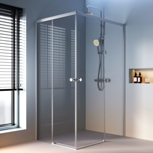 картинка W94G-403-12090-MТ Душевое ограждение X-Joy Square Slide 120х90, мат хром, прозрачное от магазина Сантехстрой