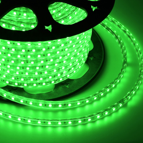 картинка LED лента 220 В,  10х7 мм,  IP67, SMD 2835, 60 LED/m,  цвет свечения зеленый,  бухта 100 м от магазина Сантехстрой