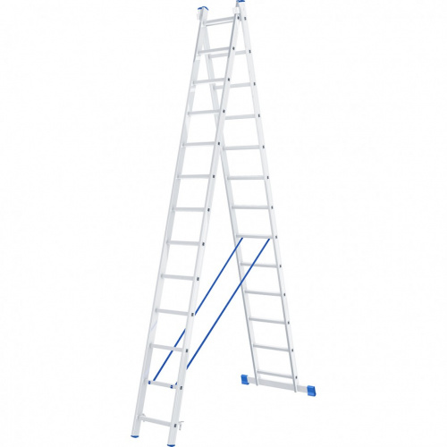картинка Лестница, 2 х 13 ступеней, алюминиевая, двухсекционная, Россия, Сибртех от магазина Сантехстрой