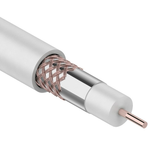 картинка Кабель коаксиальный RG-6U+Cu,  75 Ом, Cu/Al/Cu,  64%,  305 м, INDOOR,  белый,  REXANT от магазина Сантехстрой