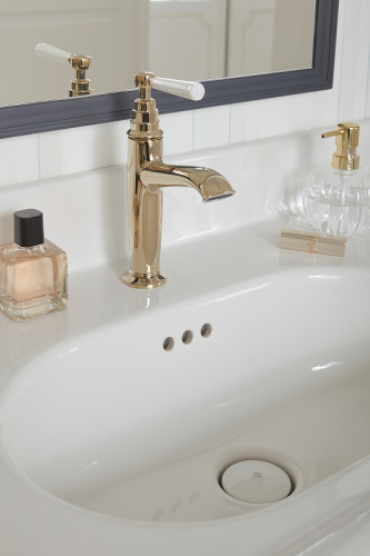 фотография смеситель для раковины jacob delafon cleo 1889 с донным клапаном, золото глянцевое (e24307-bgg)