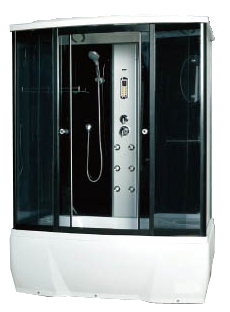 картинка Душевая кабина с тропическим душем Loranto CS 78-3 A 170x85x215 см черная дверь раздвижная от магазина Сантехстрой
