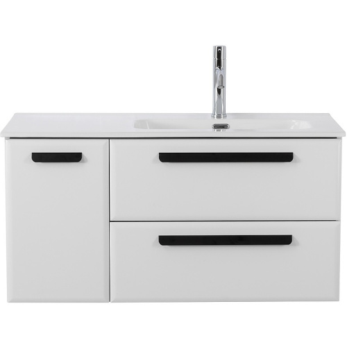 картинка Тумба под раковину Cezares Eco-Cer-N 100 R ECO-CER-N-1000-2C-1A-SO-BL-R подвесная Bianco Lucido без ручек от магазина Сантехстрой