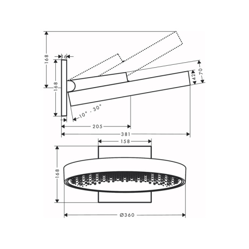 картинка Верхний душ Hansgrohe Rainfinity 360 1jet, с настенным креплением, хром от магазина Сантехстрой