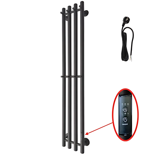 картинка Полотенцесушитель Inaro Р120*6*018 СНШ, Черный RAL 9005 (мат), 3 секции по 3 вставки, Под скрытый мо от магазина Сантехстрой