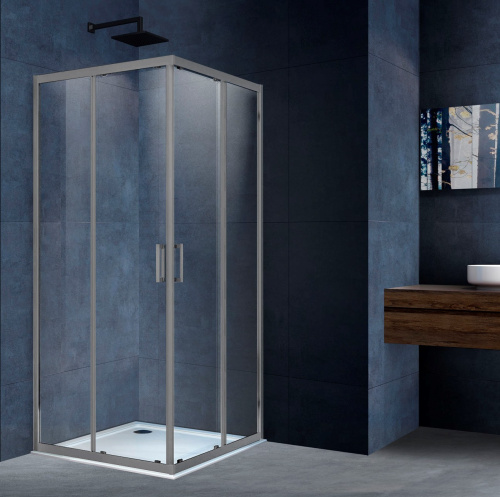 картинка Душевой уголок Alpha VSS-3AL900CLGM, 900*900, вороненая сталь, стекло прозрачное от магазина Сантехстрой