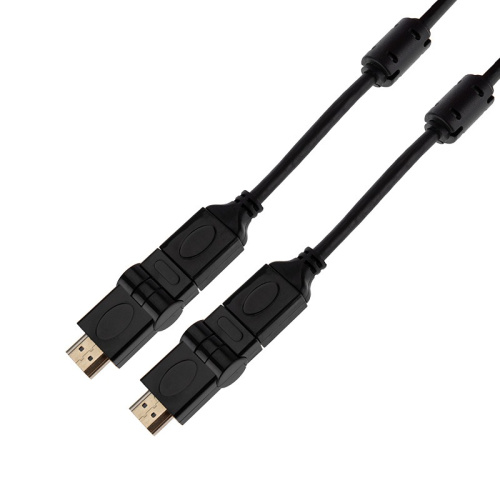 картинка Шнур HDMI - HDMI 1,4, 2м, Gold,  с фильтрами,  угловой 360° REXANT от магазина Сантехстрой