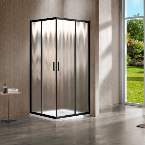 картинка Душевой уголок Garda VSS-1G900CHB, 900*900, черный, стекло шиншилла от магазина Сантехстрой