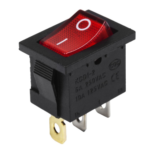 картинка Выключатель клавишный 24V 15А (3с) ON-OFF красный с подсветкой Mini REXANT от магазина Сантехстрой
