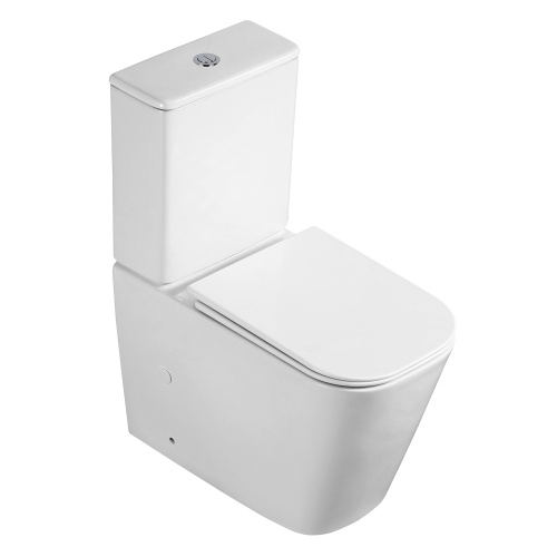 картинка Унитаз-компакт Azario ESCONDA 355х620х805 напольный, безободковый, слив "Торнадо", в комплекте с быстросъемным сиденьем микролифт (AZ-1255A) от магазина Сантехстрой