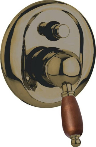 фотография смеситель cezares elite-vdim-02-nc, встраиваемый однорычажный, для душа с переключателем, бронза, ручка орех