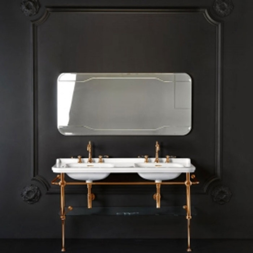 картинка Kerasan Waldorf Металлическая структура для раковины 150см, со стеклянной полочкой, цвет бронза  (из 2-х коробок: арт. 919593+920293 и 919801) от магазина Сантехстрой
