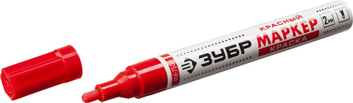 картинка ЗУБР МК-750 красный, 2-4 мм маркер-краска, круглый наконечник от магазина Сантехстрой