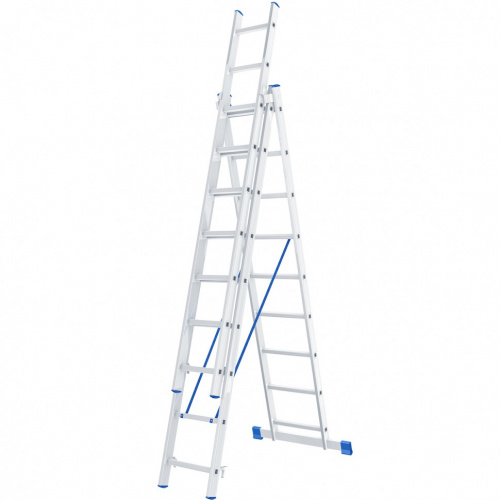 картинка Лестница, 3 х 9 ступеней, алюминиевая, трехсекционная, Россия, Сибртех от магазина Сантехстрой