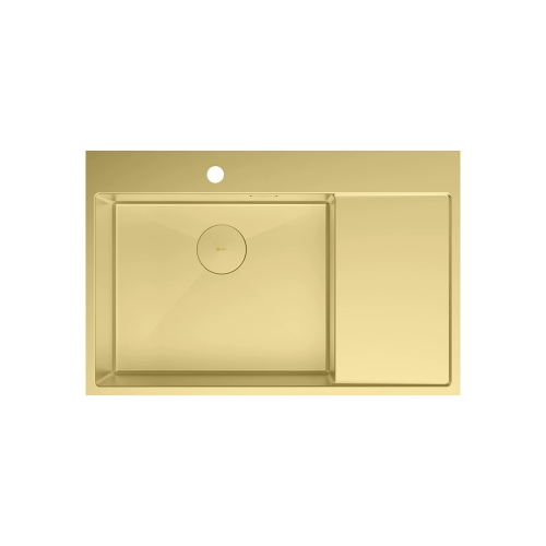 картинка Кухонная мойка Lemark KEZADRA 780L прямоугольная с крылом из нержавеющей стали (чаша СЛЕВА) цвет: светлое золото (9938150) от магазина Сантехстрой