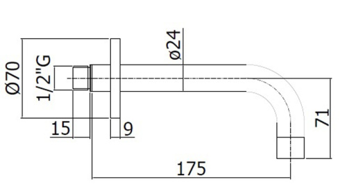 картинка Излив из стены, для ванны Paffoni LIGHT, D24mm, 175 мм, белый матовый (ZBOC139BO) от магазина Сантехстрой