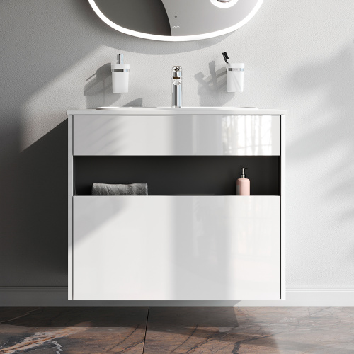 картинка M8FFUX0801WG Func, База с нишей, 1 ящик (pull-out), 80 см, цвет белый глянец от магазина Сантехстрой