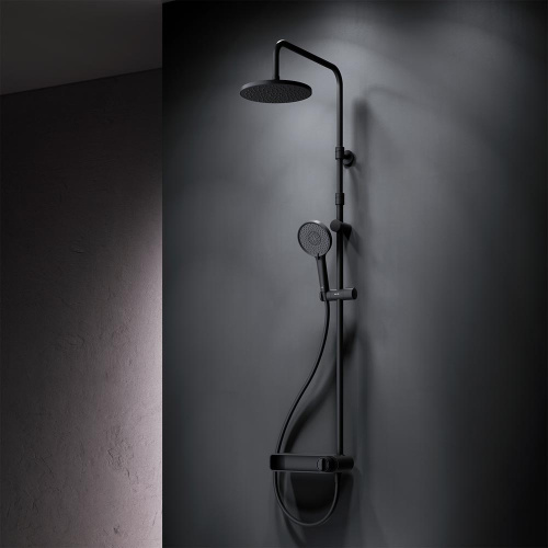 картинка F0785A622 X-Joy, душ.система: см-ль-полка д/душа, душ.штанга, верхн. душ 220мм, ручн душ, черн. от магазина Сантехстрой