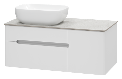 картинка Тумба с раковиной Роял 100 подвесная (белая) + столешница + раковина Sanita Luxe Infinity 60 от магазина Сантехстрой