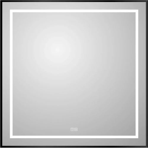 картинка Зеркало BelBagno Kraft SPC-KRAFT-900-800-LED-TCH-WARM-NERO 90x80 см, с LED-подсветкой, сенсорным выключателем, антизапотеванием, черный от магазина Сантехстрой