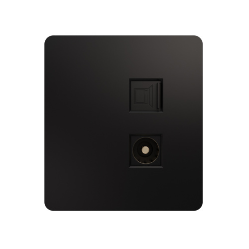 картинка Розетка ROUND компьютерная RJ45 кат6 + TV с/у оникс KRANZ от магазина Сантехстрой