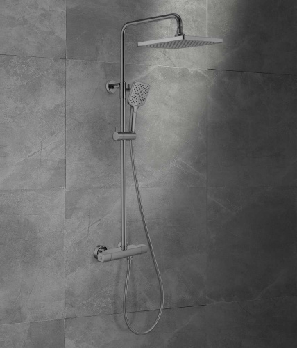 картинка Душевая стойка Next VSFS-1N0TGM термостатическая, вороненная сталь от магазина Сантехстрой