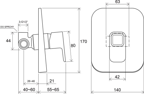 фотография смеситель для душа ravak, однорычажный, встроенный, без переключателя, хром (x070069)