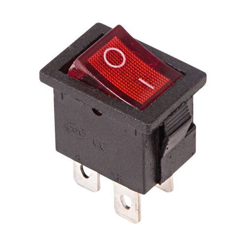 картинка Выключатель клавишный 250V 6А (4с) ON-OFF красный с подсветкой Mini (RWB-207, SC-768) REXANT от магазина Сантехстрой